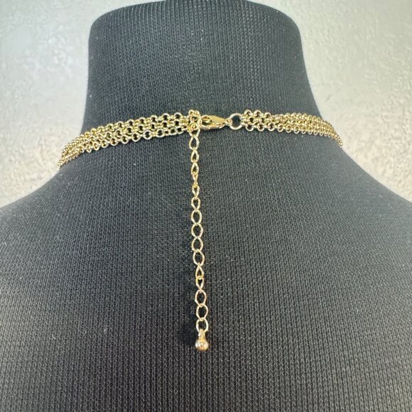 Bold Orange Teardrop Beaded Multi-Layer Necklace With Gold-Tone Chain - Picture 4 of 4